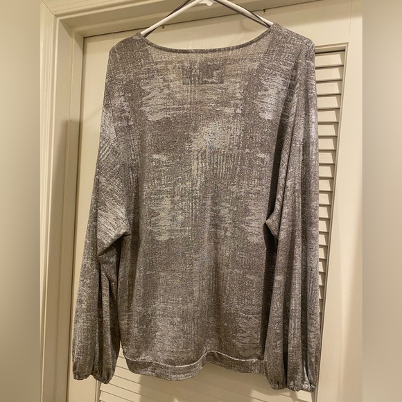 Metallic Silver Anthropologie Blouse - Picture 2 of 3